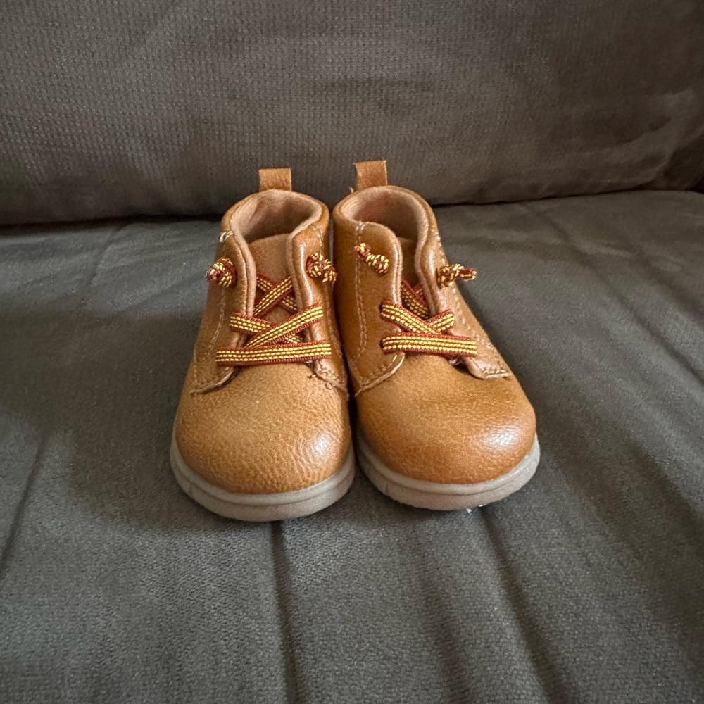 Brown Kids Shoes with Red & Yellow Laces